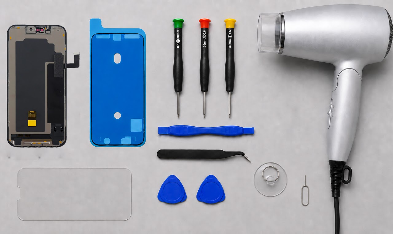 Example screen replacement tools and workspace setup